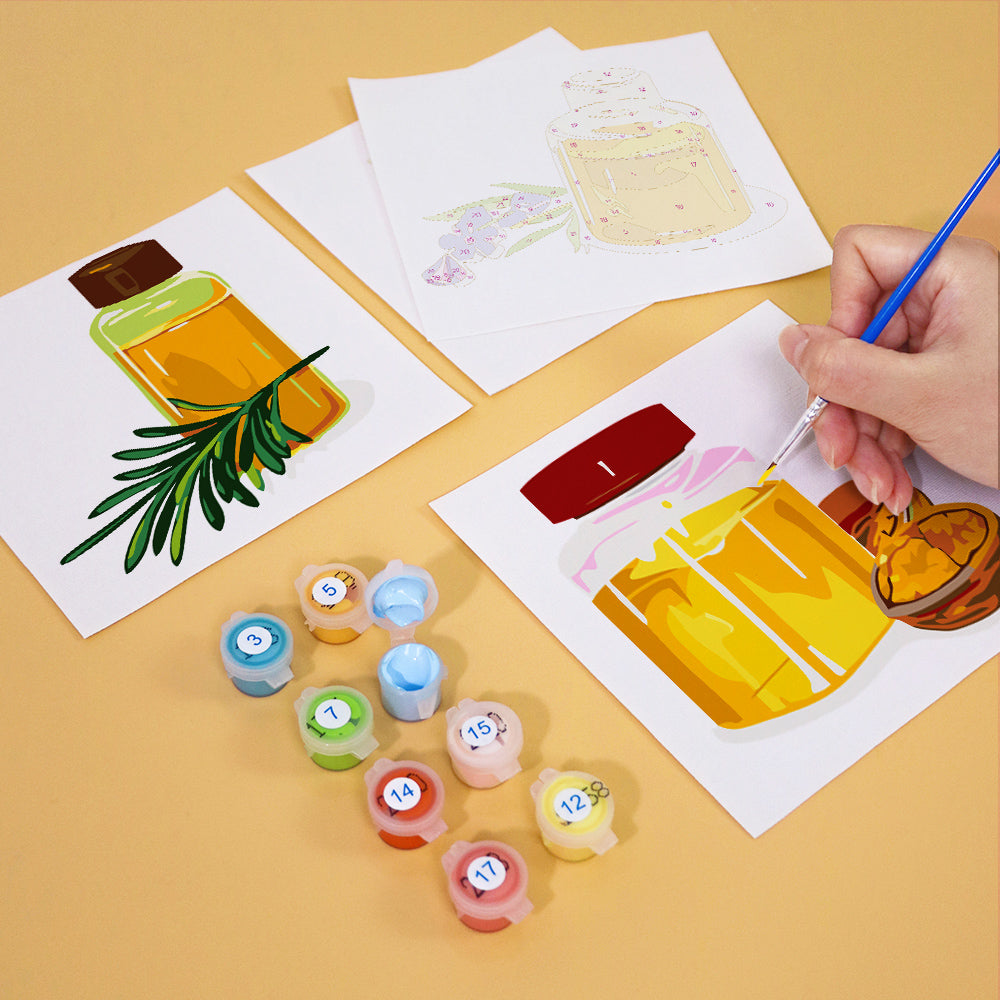 Golden Herbal Oil Bottles mini paint by numbers – image 10