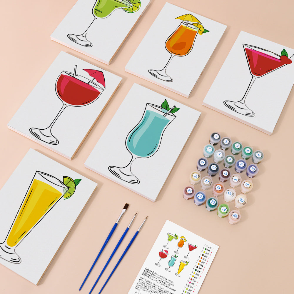Bright Cocktail Glasses mini paint by numbers – image 1