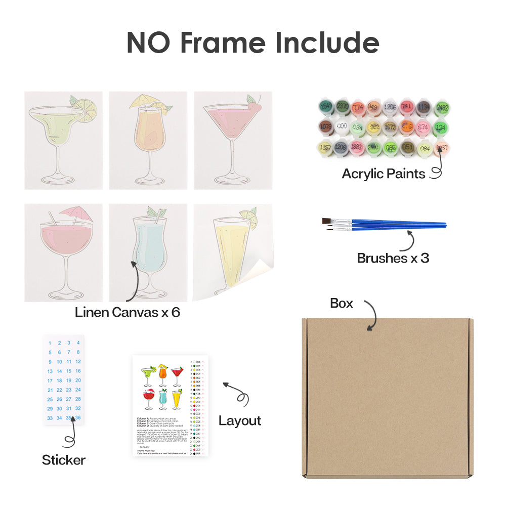 Bright Cocktail Glasses mini paint by numbers – image 17