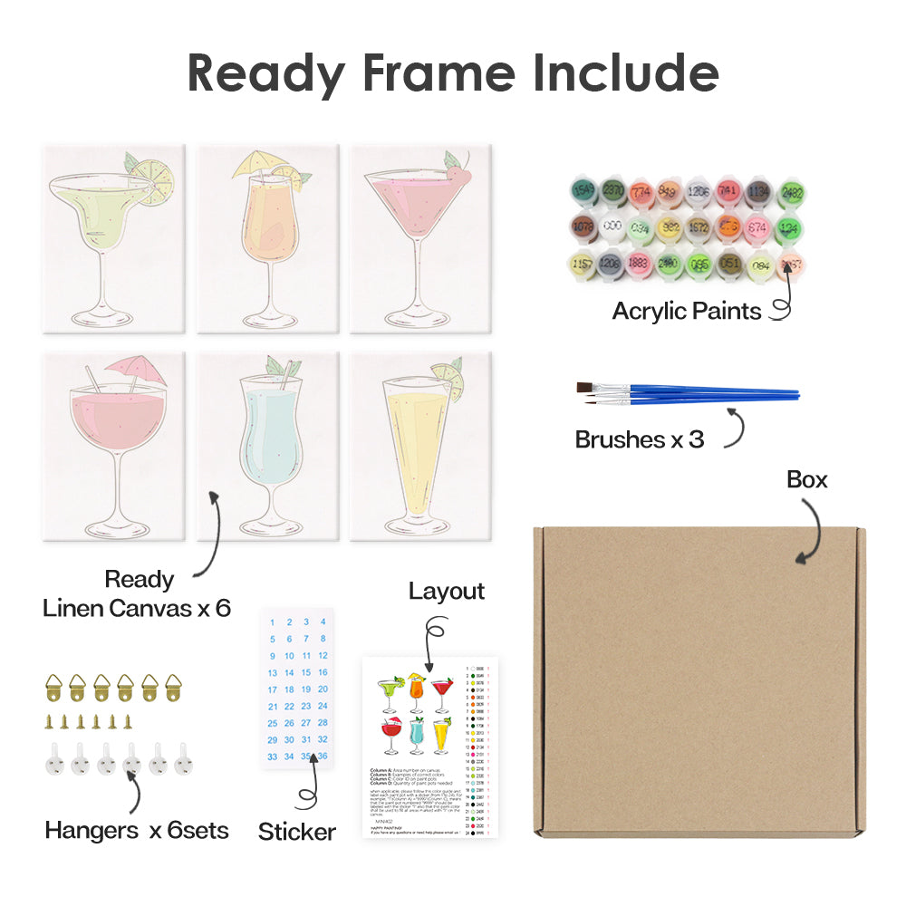 Bright Cocktail Glasses mini paint by numbers – image 18