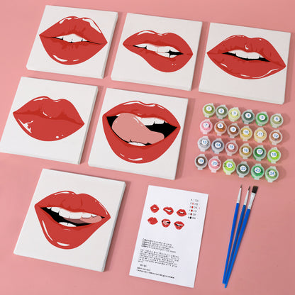 Red Lips Expressions mini paint by numbers – image 1