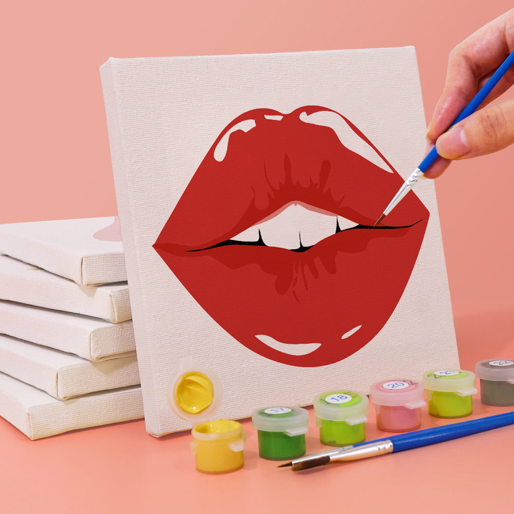 Red Lips Expressions mini paint by numbers – image 3