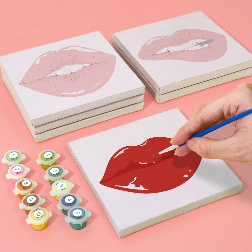 Red Lips Expressions mini paint by numbers – image 4