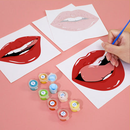 Red Lips Expressions mini paint by numbers – image 10