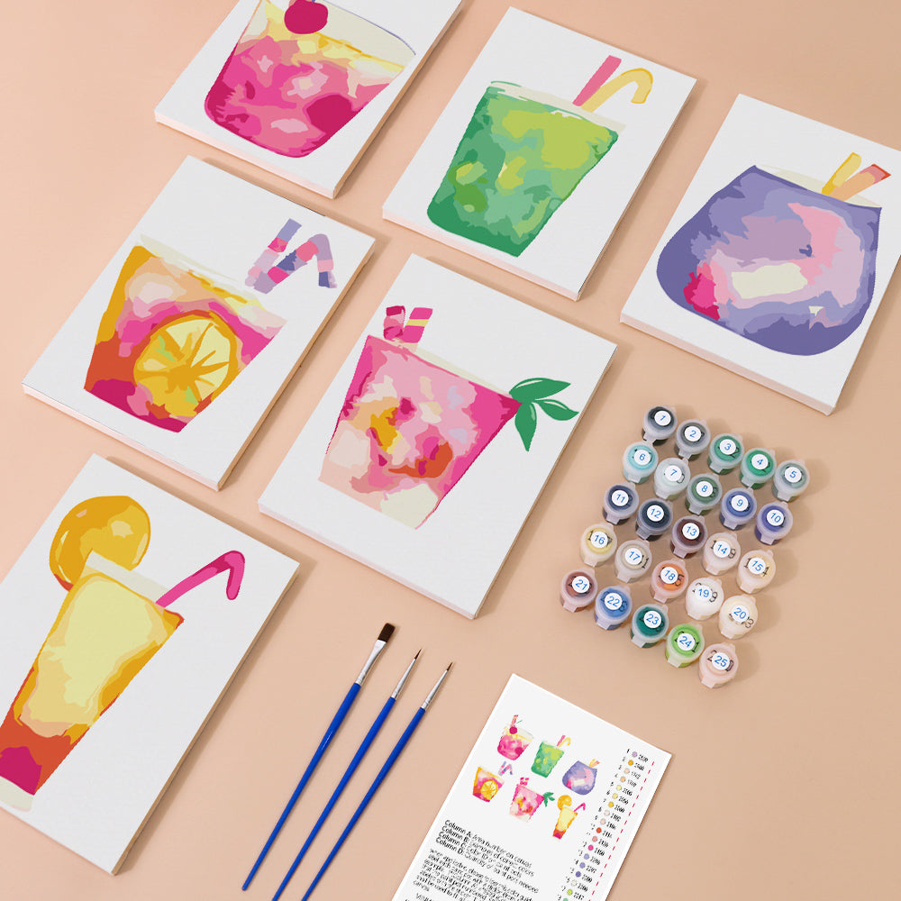 Pastel Pink Lemonade Glasses mini paint by numbers – image 1