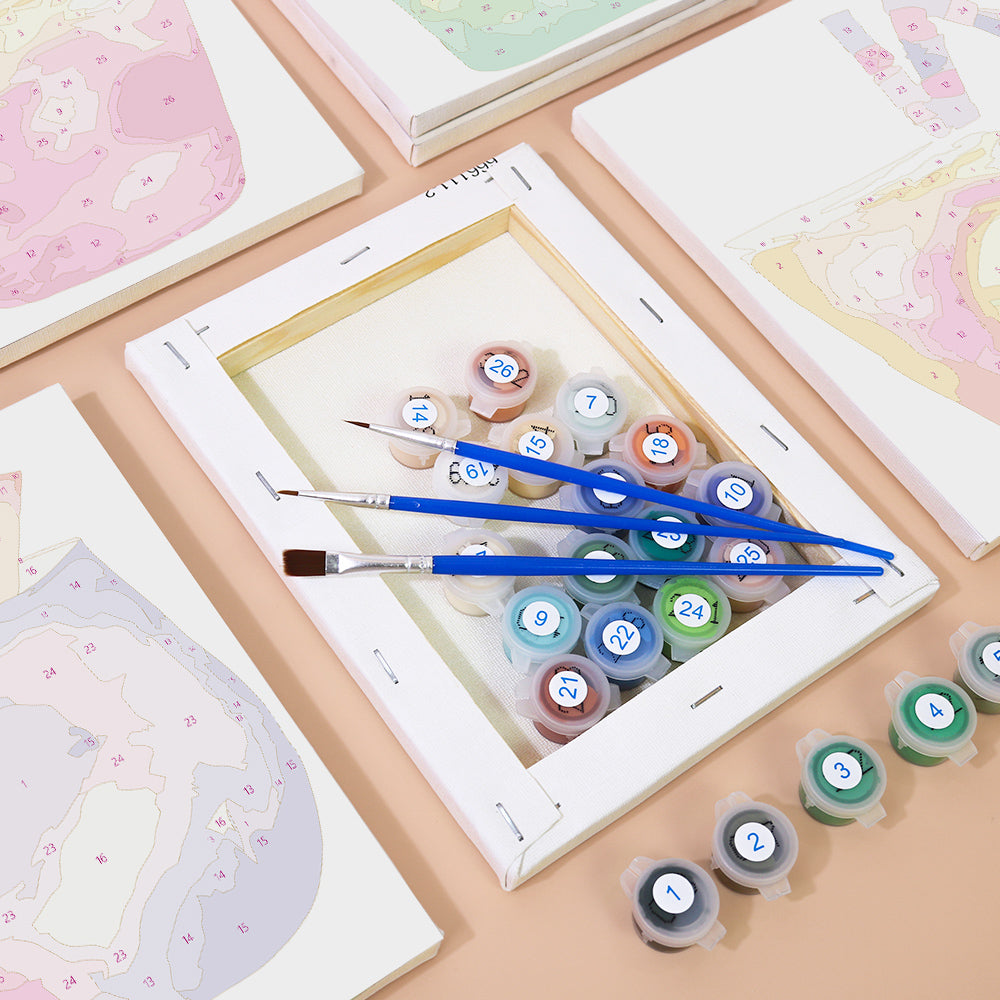 Pastel Pink Lemonade Glasses mini paint by numbers – image 2