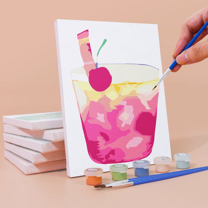 Pastel Pink Lemonade Glasses mini paint by numbers – image 3