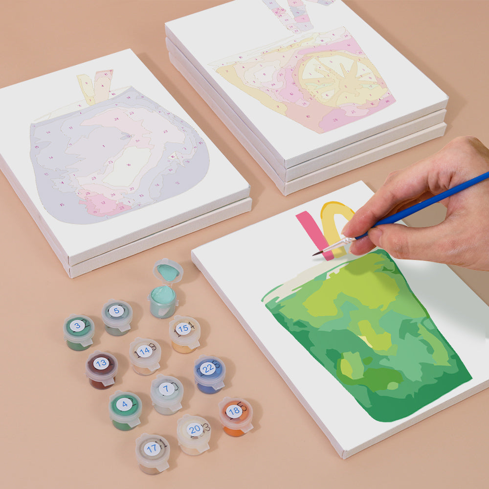 Pastel Pink Lemonade Glasses mini paint by numbers – image 4