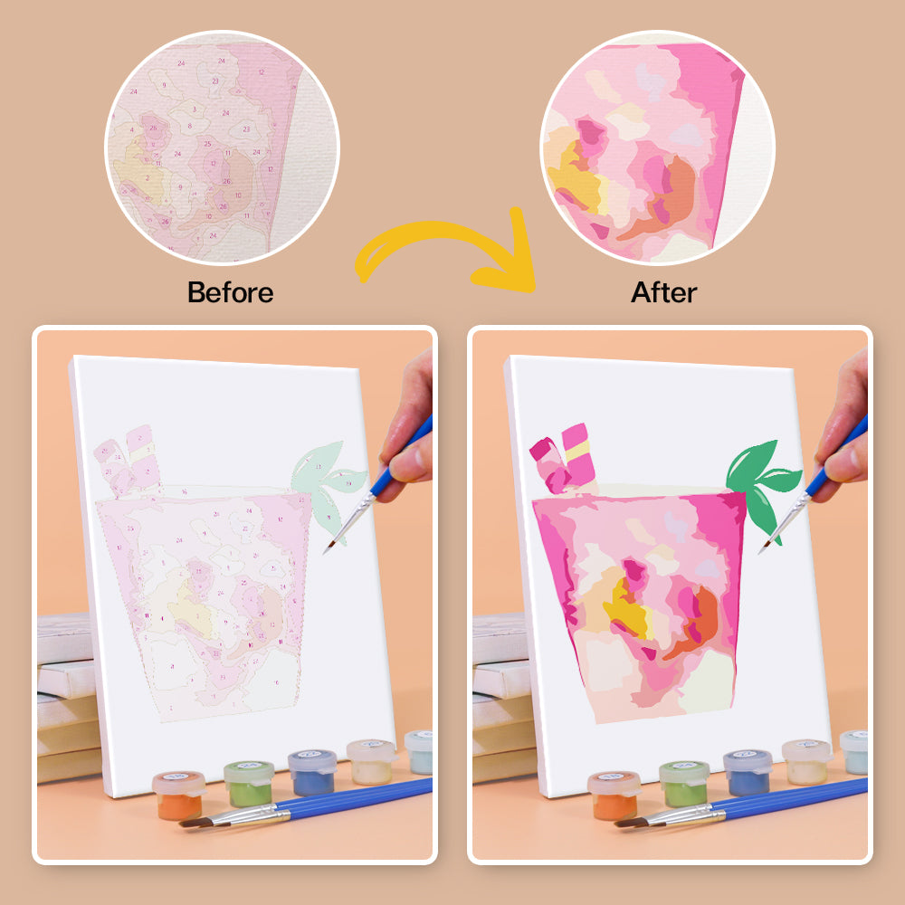 Pastel Pink Lemonade Glasses mini paint by numbers – image 10