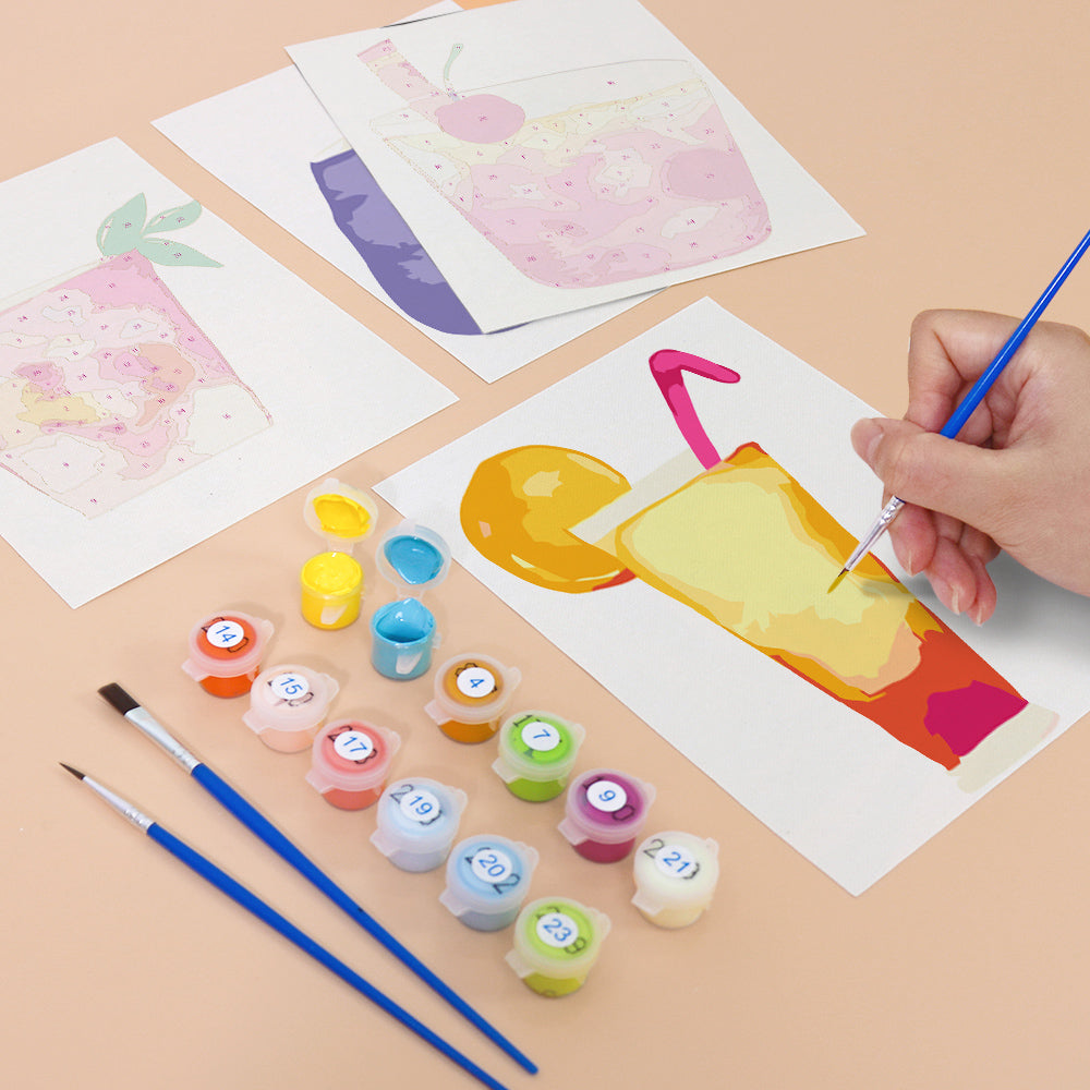 Pastel Pink Lemonade Glasses mini paint by numbers – image 12