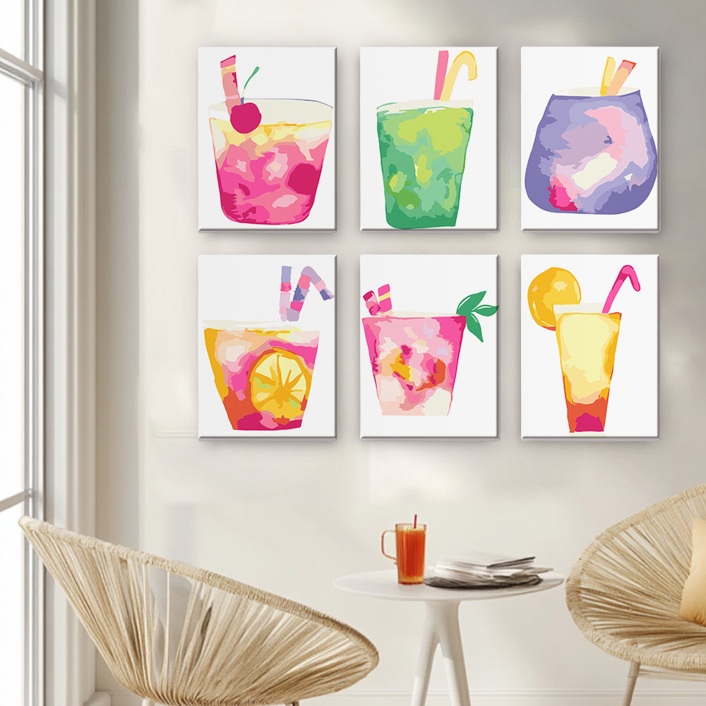 Pastel Pink Lemonade Glasses mini paint by numbers – image 16