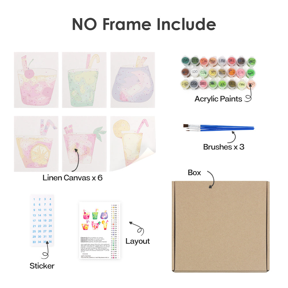 Pastel Pink Lemonade Glasses mini paint by numbers – image 17
