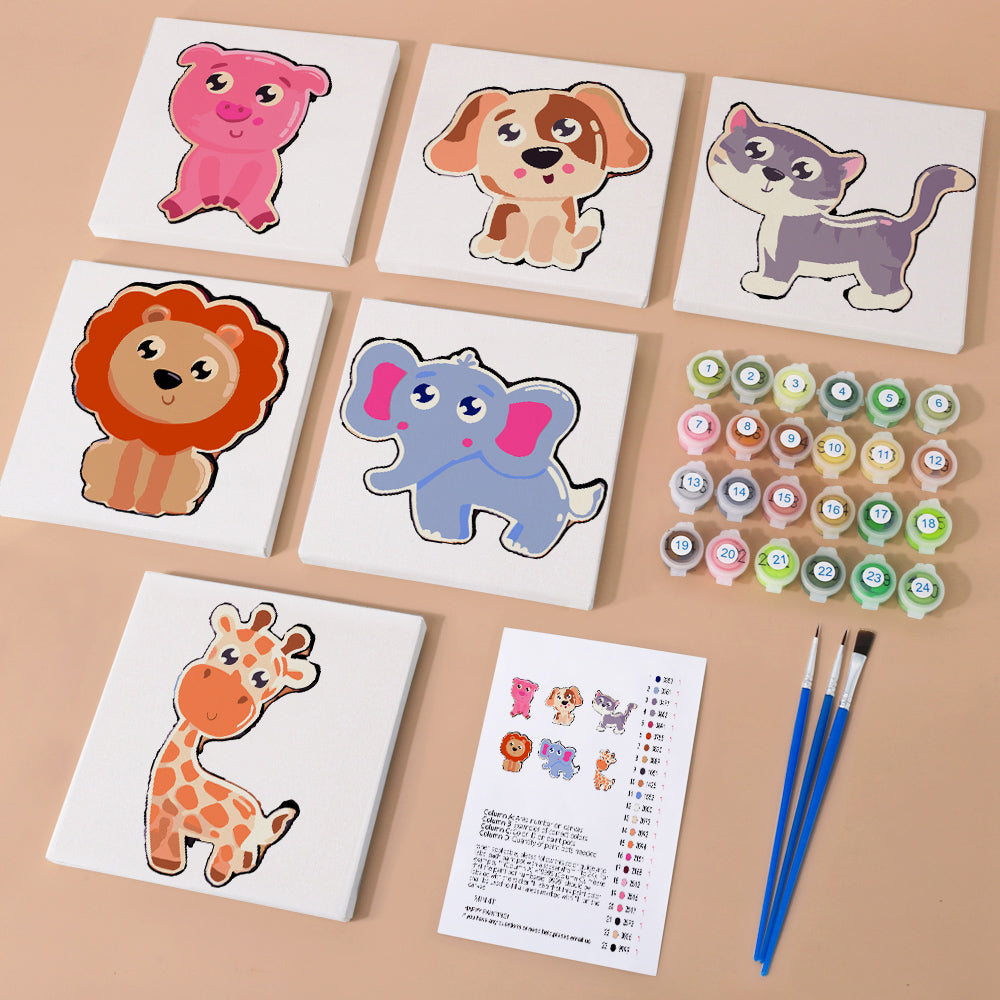 Cute Animal Faces mini paint by numbers – image 1