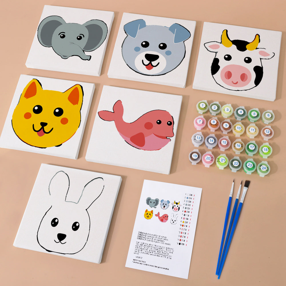 Cute Animal Faces mini paint by numbers – image 1