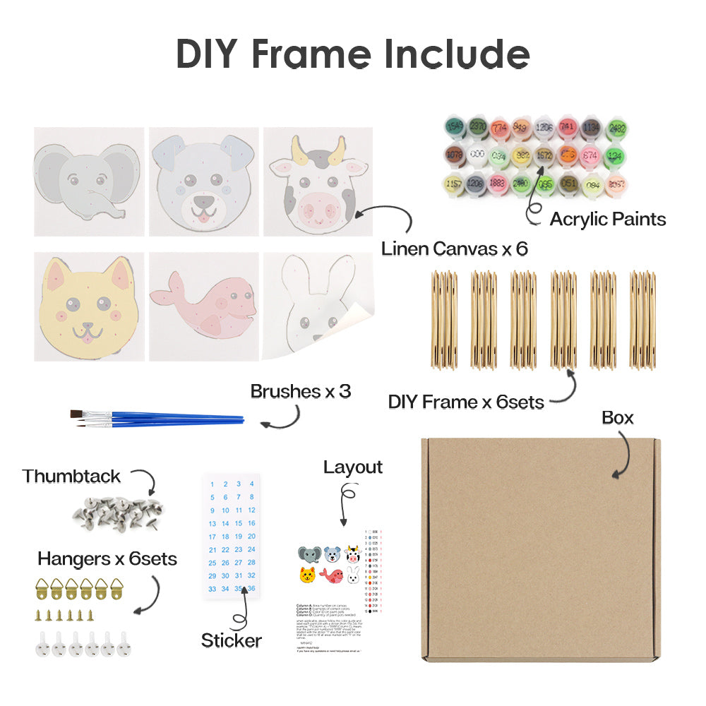 Cute Animal Faces mini paint by numbers – image 12