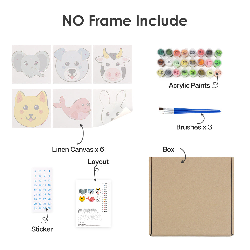 Cute Animal Faces mini paint by numbers – image 15