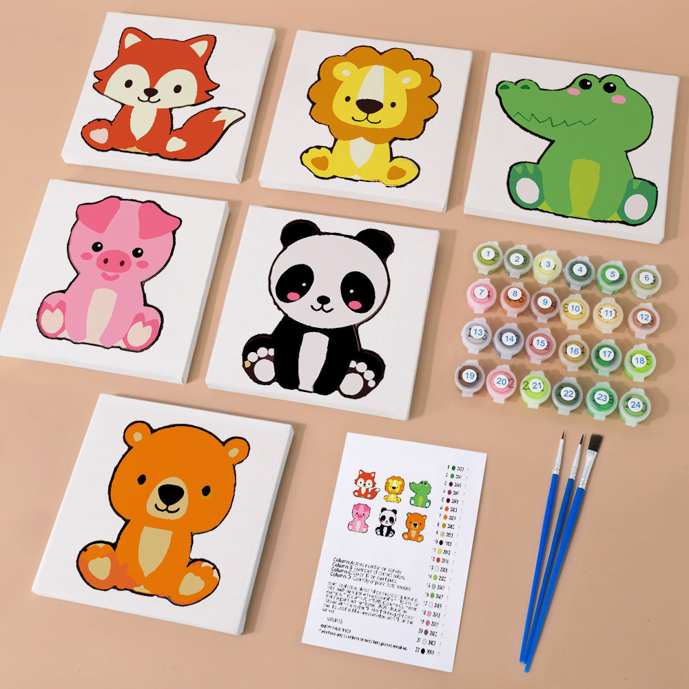 Sitting Fox and Panda Pals mini paint by numbers – image 1