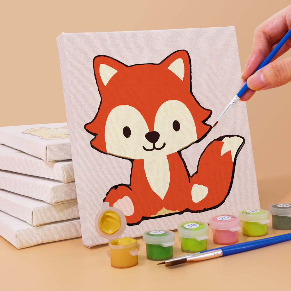 Sitting Fox and Panda Pals mini paint by numbers – image 3