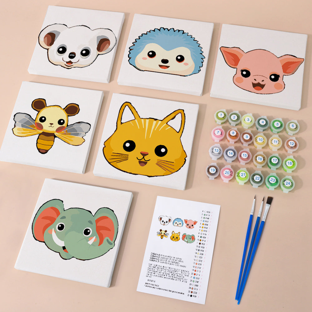 Hedgehog and Honeybee Faces mini paint by numbers – image 1