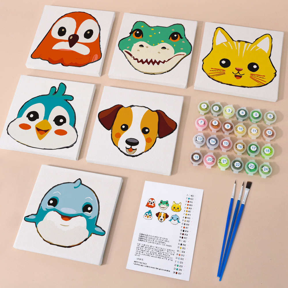 Cute Cartoon Animal Faces mini paint by numbers – image 1