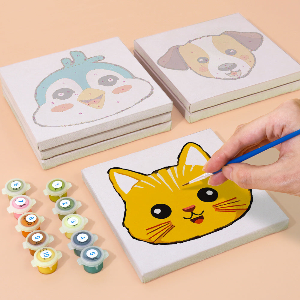 Cute Cartoon Animal Faces mini paint by numbers – image 4