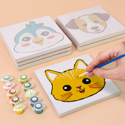 Cute Cartoon Animal Faces mini paint by numbers – image 4