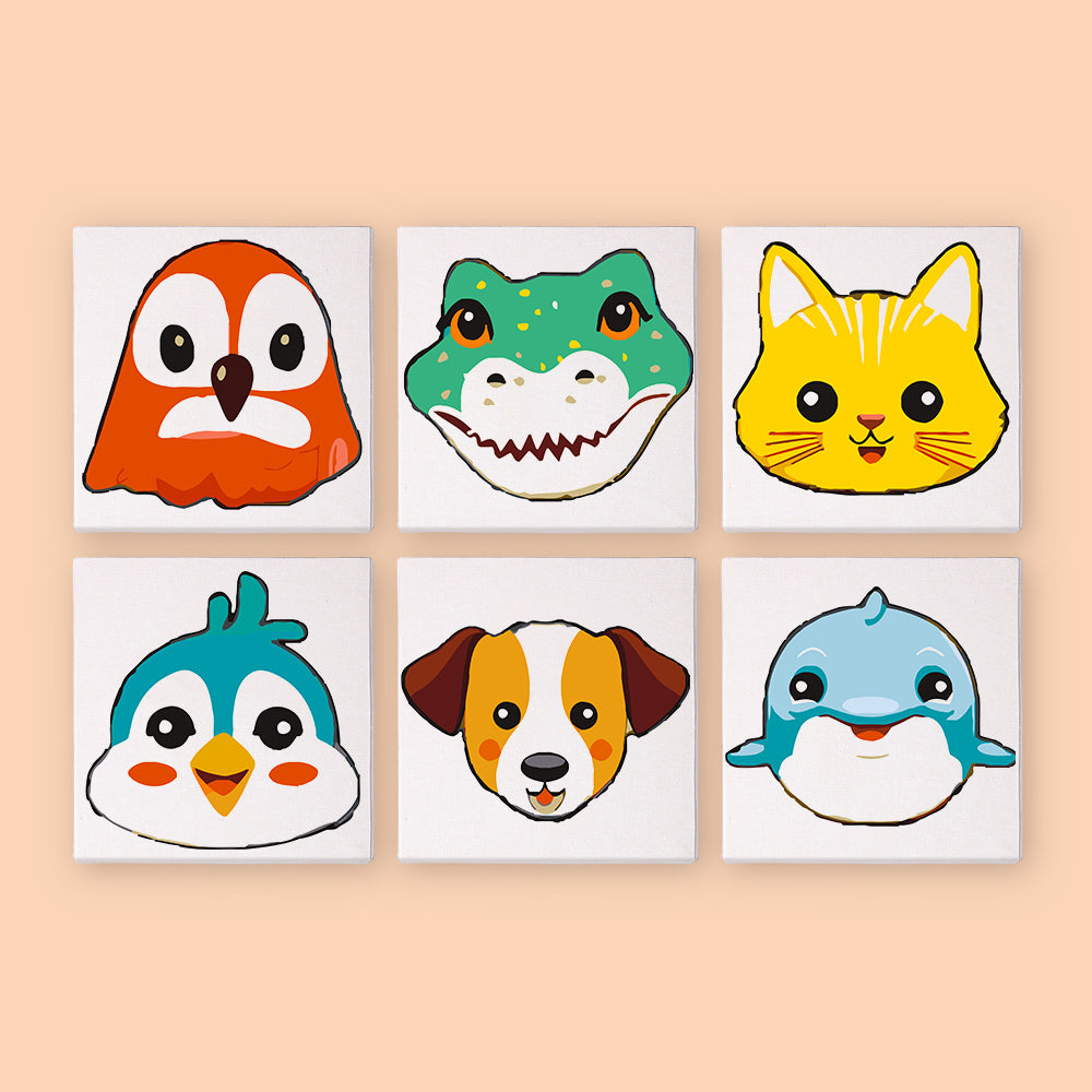 Cute Cartoon Animal Faces mini paint by numbers – image 7