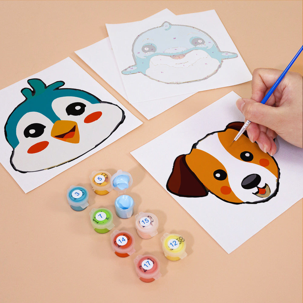 Cute Cartoon Animal Faces mini paint by numbers – image 10