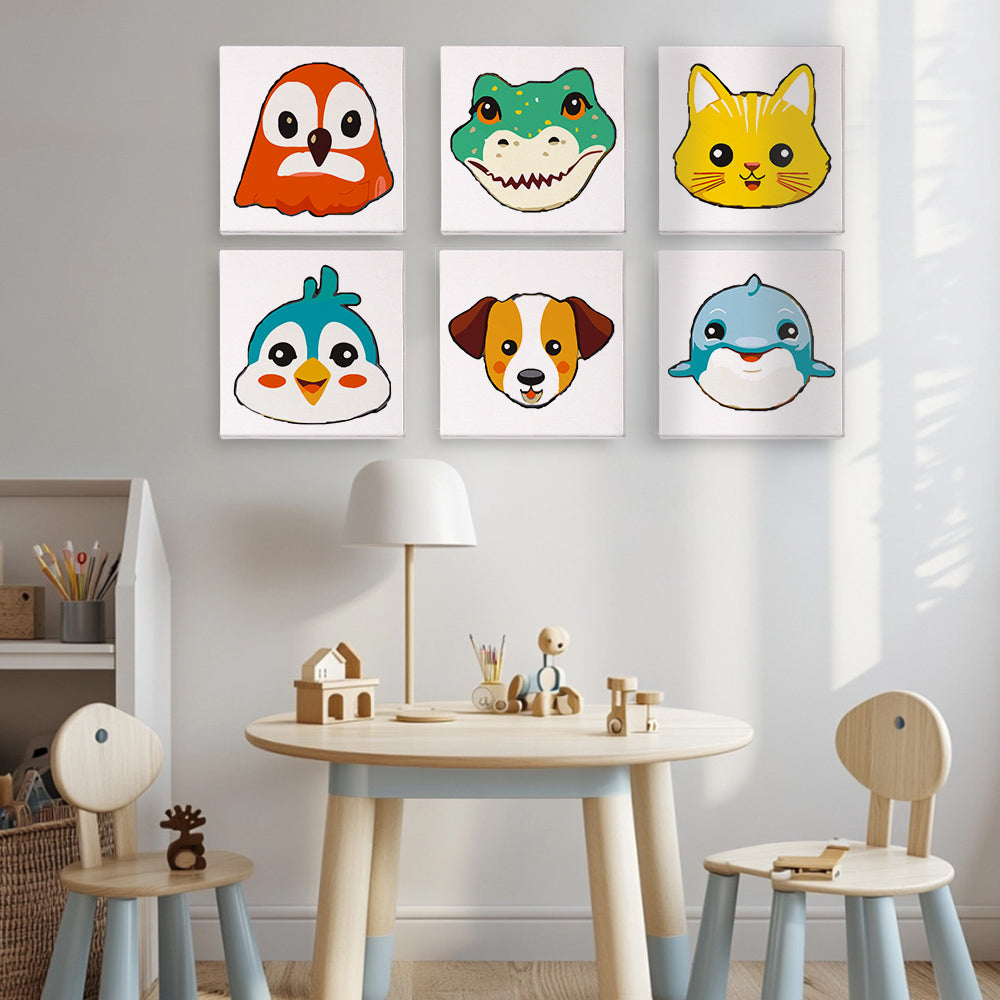 Cute Cartoon Animal Faces mini paint by numbers – image 13