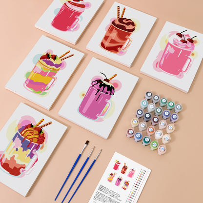 Cherry-Topped Milkshake Mugs mini paint by numbers – image 1