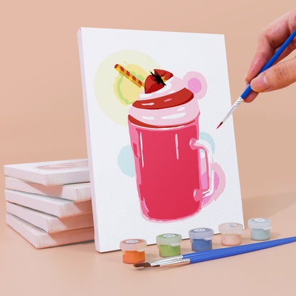 Cherry-Topped Milkshake Mugs mini paint by numbers – image 3