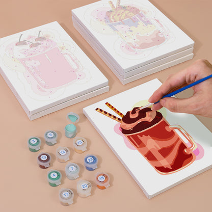 Cherry-Topped Milkshake Mugs mini paint by numbers – image 4