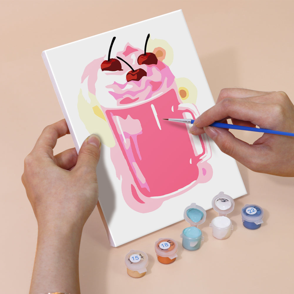 Cherry-Topped Milkshake Mugs mini paint by numbers – image 5