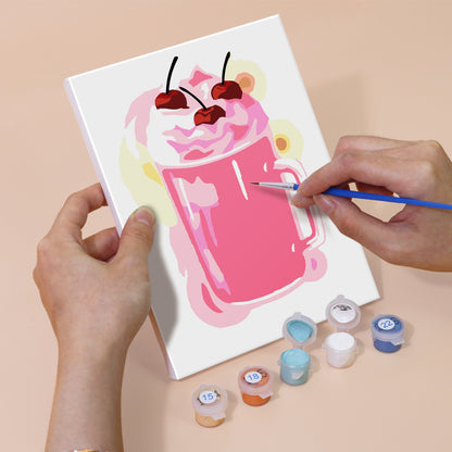 Cherry-Topped Milkshake Mugs mini paint by numbers – image 5