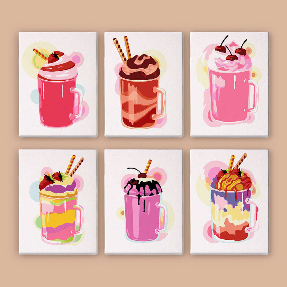 Cherry-Topped Milkshake Mugs mini paint by numbers – image 8
