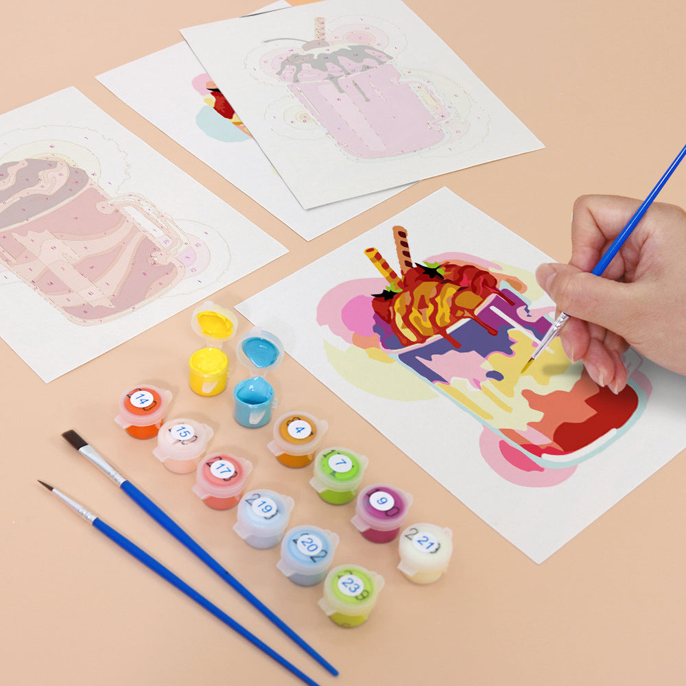 Cherry-Topped Milkshake Mugs mini paint by numbers – image 12