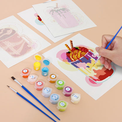 Cherry-Topped Milkshake Mugs mini paint by numbers – image 12