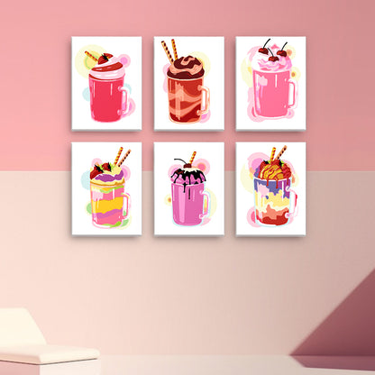 Cherry-Topped Milkshake Mugs mini paint by numbers – image 15