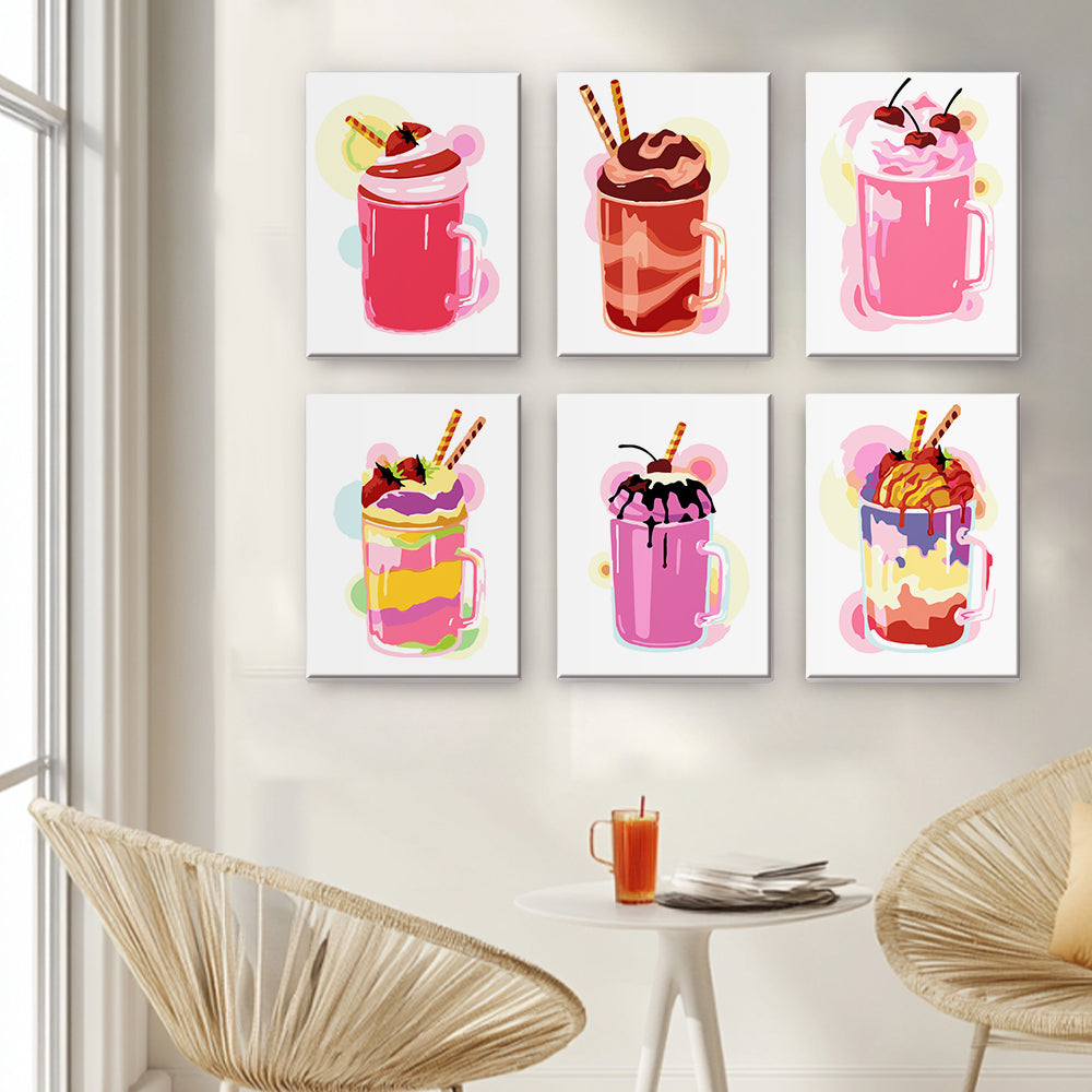 Cherry-Topped Milkshake Mugs mini paint by numbers – image 16