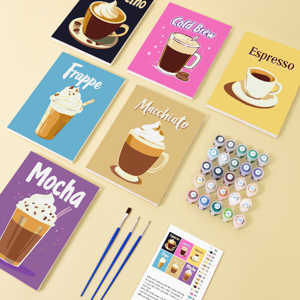 Cappuccino to Mocha Café Prints mini paint by numbers – image 1