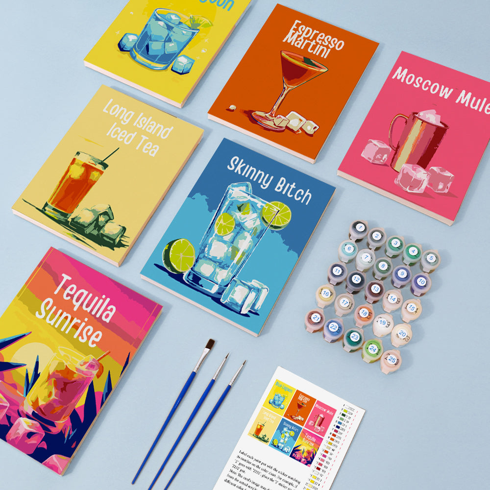 Colorful Cocktail Menu mini paint by numbers – image 1