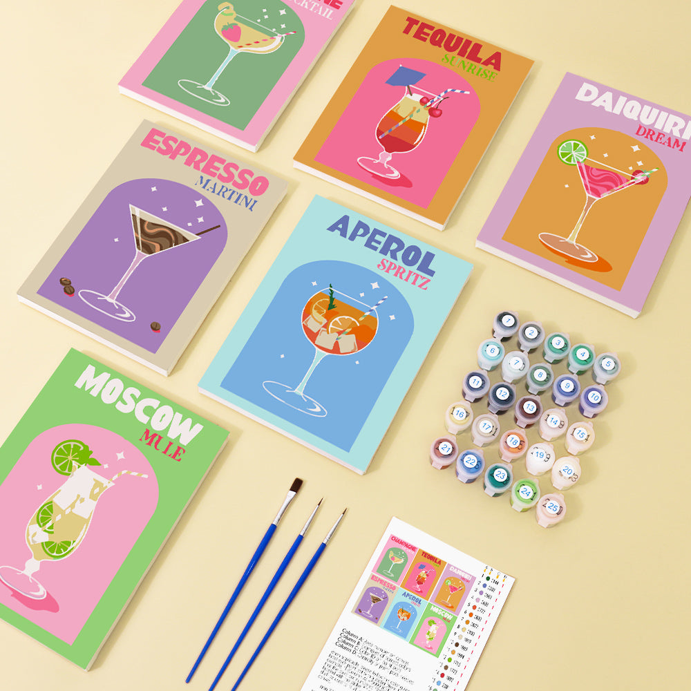 Pastel Cocktail Posters mini paint by numbers – image 1