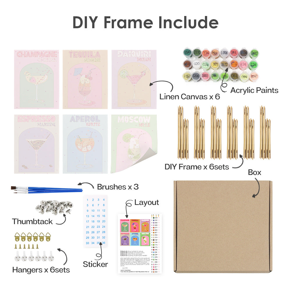 Pastel Cocktail Posters mini paint by numbers – image 17