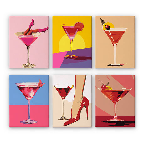 Retro Cocktail Glasses mini paint by numbers – image 7