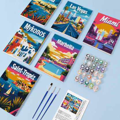 Colorful Travel Destinations mini paint by numbers – image 1