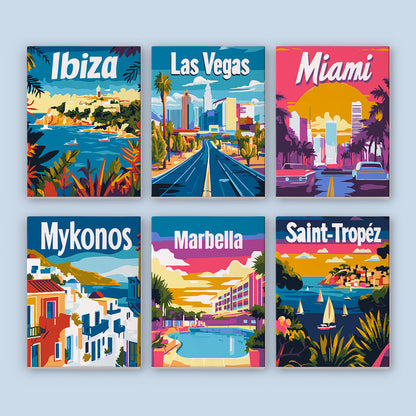 Colorful Travel Destinations mini paint by numbers – image 6