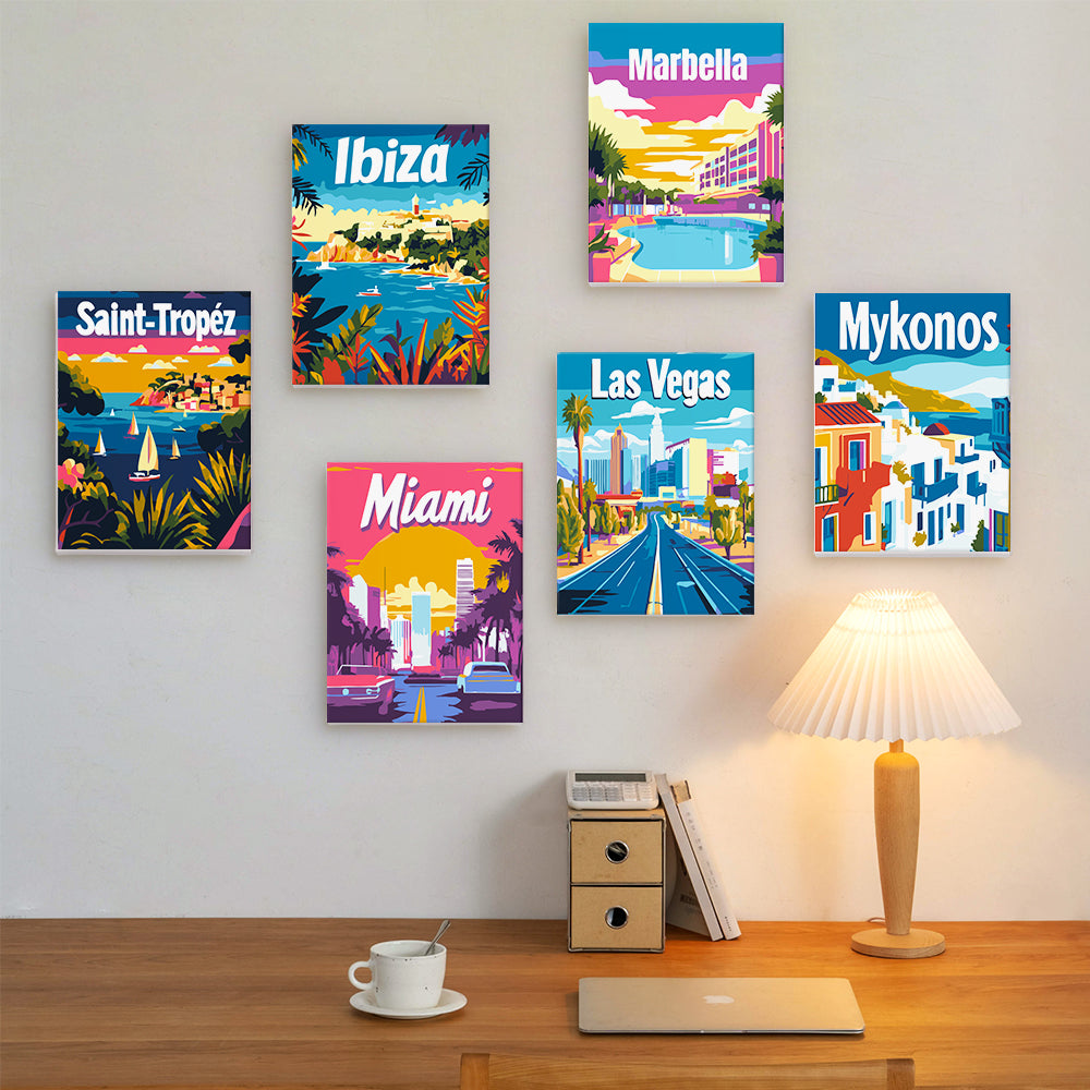 Colorful Travel Destinations mini paint by numbers – image 16