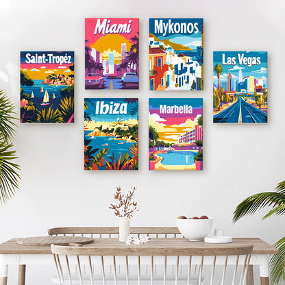 Colorful Travel Destinations mini paint by numbers – image 17