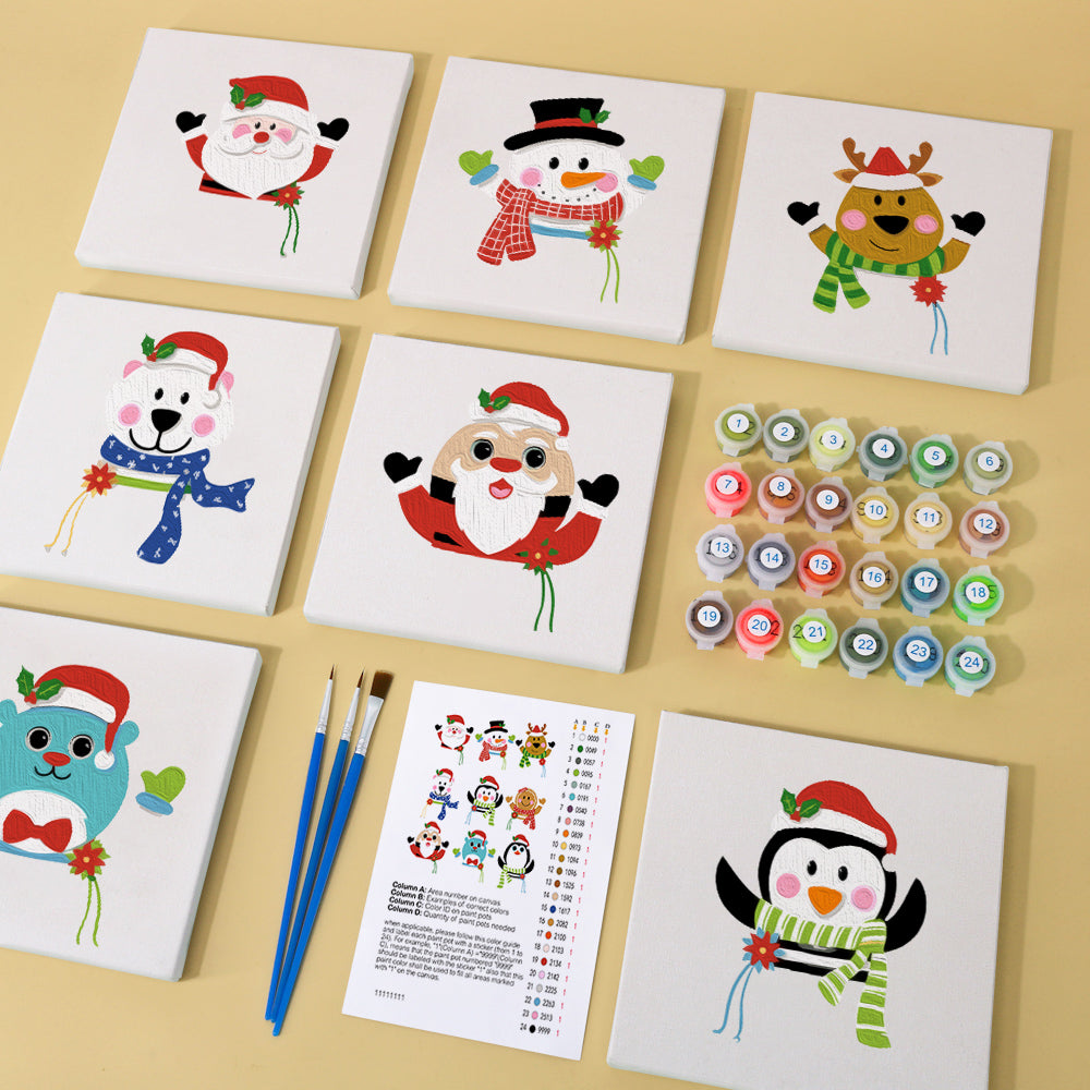 Cute Christmas Character Portraits mini paint by numbers – image 1