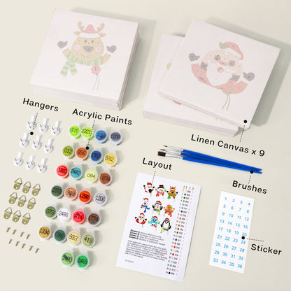 Cute Christmas Character Portraits mini paint by numbers – image 2